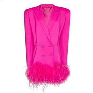 The Attico Fuchsia Feathered Mini Dress